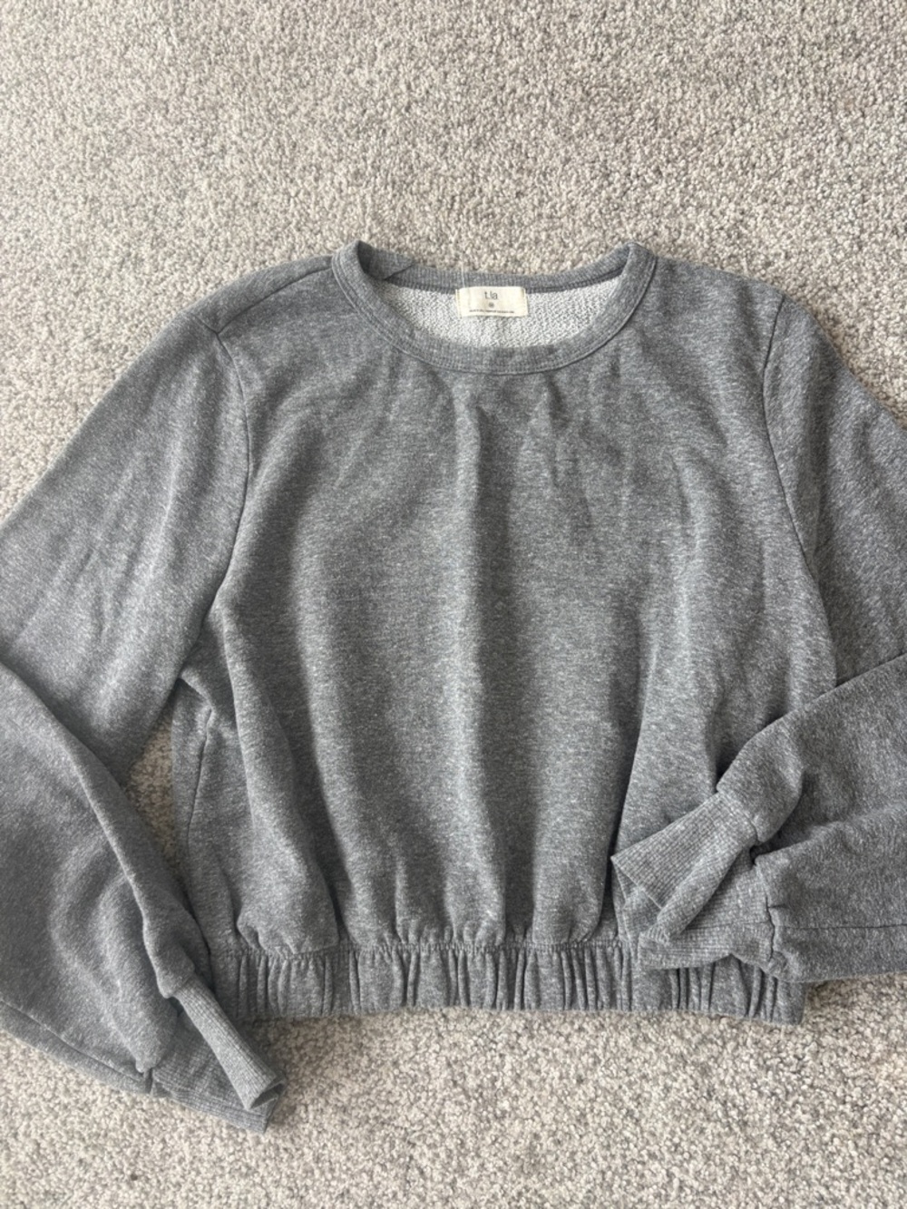 T.La Heather Gray Cropped Sweatshirt